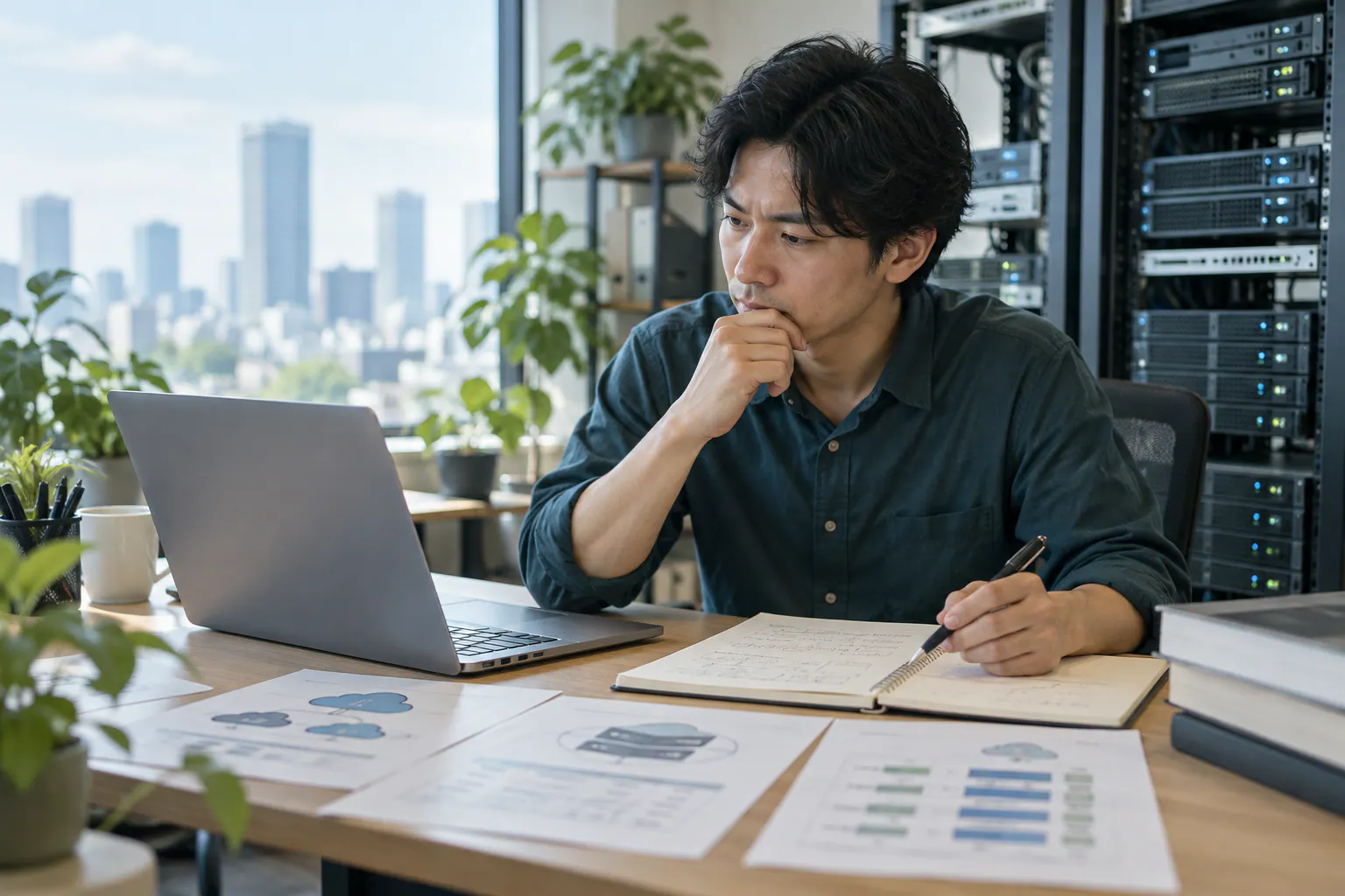 サーバー構成の資料を見ながら、Dify用VPSを検討する技術担当者