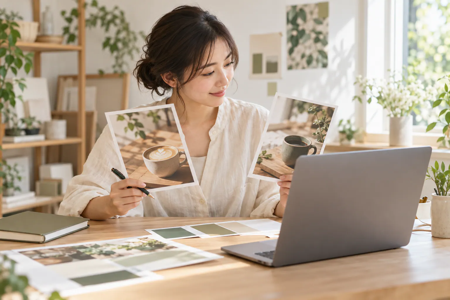 画像の構図と余白を見比べながら、バナー制作の条件を考える場面