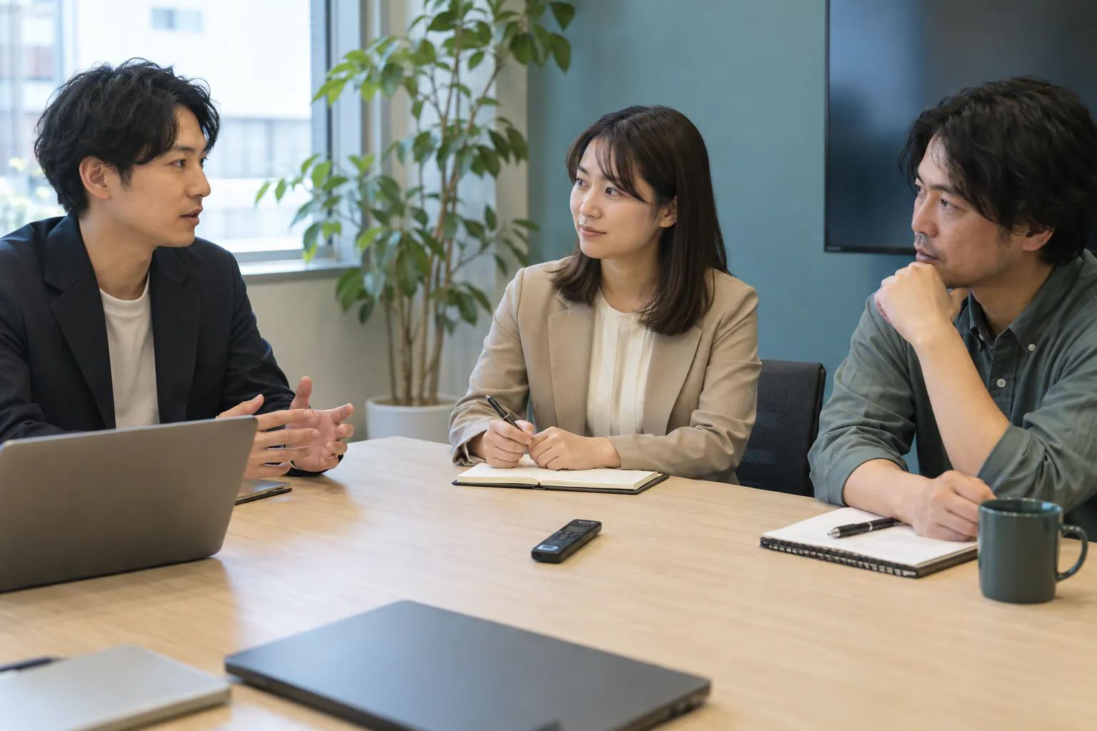 録音を始める前に、会議の参加者と利用の了承を確認する担当者